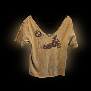 BMW Beige Short Sleeve Tee with Motorcycle Graphic